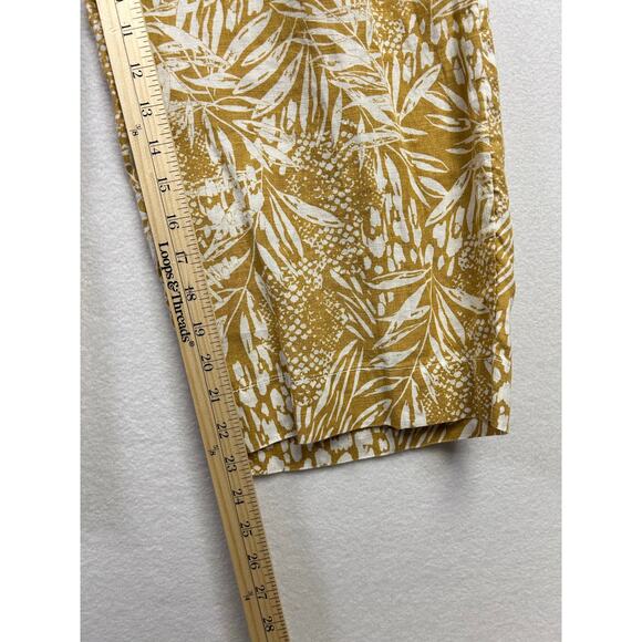 Christian Siriano 100% linen wide leg pants, yellow white botanical size medium - Picture 8 of 8